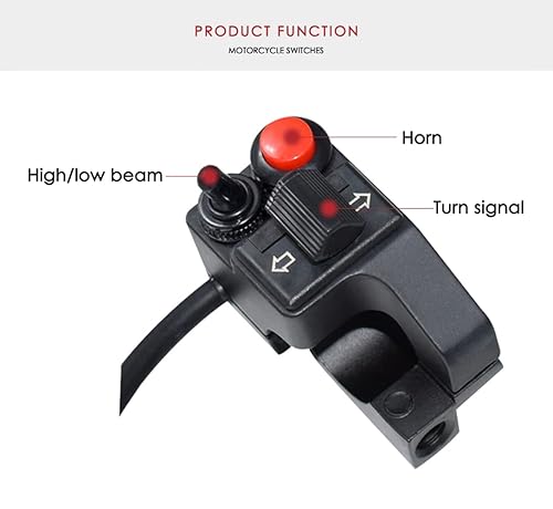 Miniatura 4 de Interruptor y botón para manubrio de motocicleta, claxon y luz intermitente para motocicleta, aleación de aluminio, 78 pulgadas