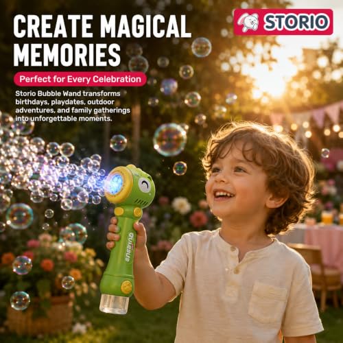 Image of Storio Bubble Wand Machine for Kids 3+ Years - Duck | Automatic Bubble Maker Toy with LED Lights & 12 Bubble Holes | Outdoor Bubble Toy for Boys Girls | Birthday Return Gifts Party Favors for Kids