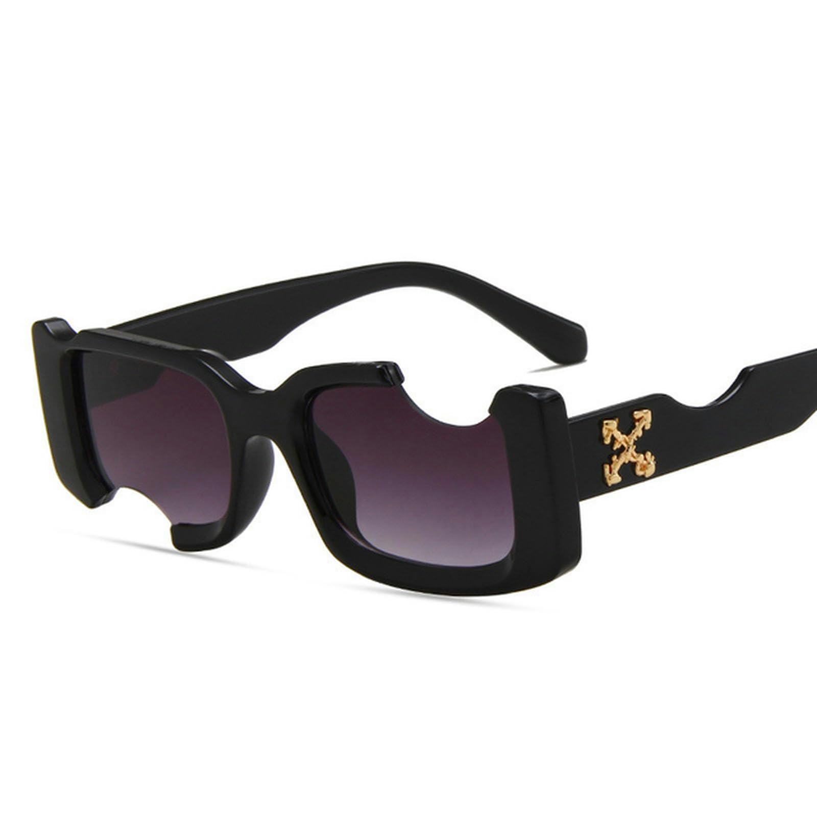 NOGRAX Okulary hip-hopowe kwadratowe okulary przeciwsłoneczne kobiety mężczyźni z wycięciem otwór design białe okulary przeciwsłoneczne niebieskie okulary vintage