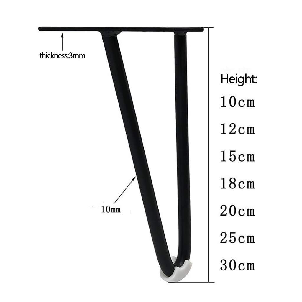 Nogi do stołu Hairpin Zestaw 4 metalowych nóg meblowych Nogi do szafki w kształcie litery U Nowoczesny styl do stolika kawowego Stolik pod telewizor Wytrzymały i regulowany na wysokość (10~4