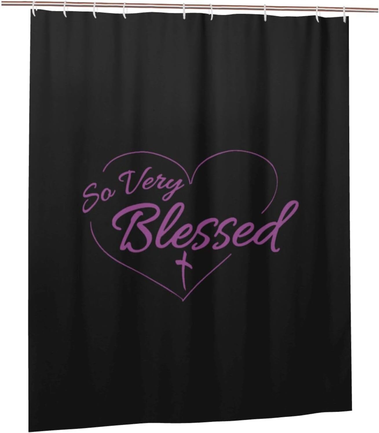 Fpandawang Blessed Bathroom Fabric Shower Curtain with 12 Buckles and Hooks, Washable, Waterproof, 60x72 Inches