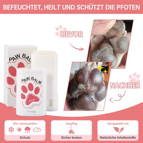 GJYC PET Pfotenbalsam Hund, Pfotenbalsam Stick mit Bienenwachs und Vitamin E, Pfotenpflege für Hunde und Katzen - Heilt, Repariert und Regeneriert Trockene, Rissige und Beschädigte Pfoten