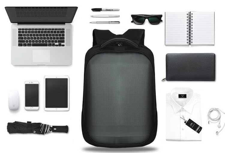 LED Display Backpack, Black, Customizable Pattern and Text, for Shopping, Travel, Cycling3