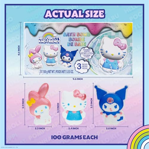 Image of Hello Kitty & Friends Bath Bomb Set, 3-Piece Character Shaped, Berry Scented