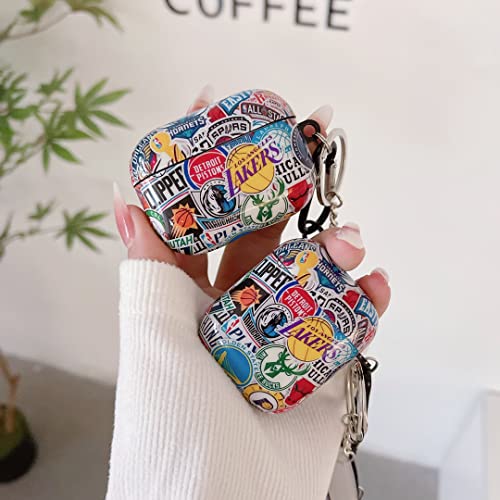 Cool Sport Basketball Design Soft Tpu Airpods 1/2 Case，With Sports Brand Style Lanyard Keychain，For Fans Girls Boys Airpods Case #TOP4