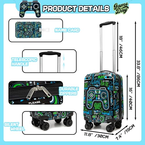 Kid’s Luggage Set 3 Piece Suitcase Set 16’’ Hardside Luggage with Spinner Wheels Girls Boys Carry on Toddler Travel Rolling Suitcase Airline Approved2
