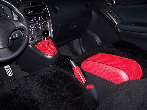 RedlineGoods armrest Cover Compatible with Toyota Matrix 2003-08. Tailor Made - not Universal. Genuine top-Grade Italian Black Leather with Blue Thread