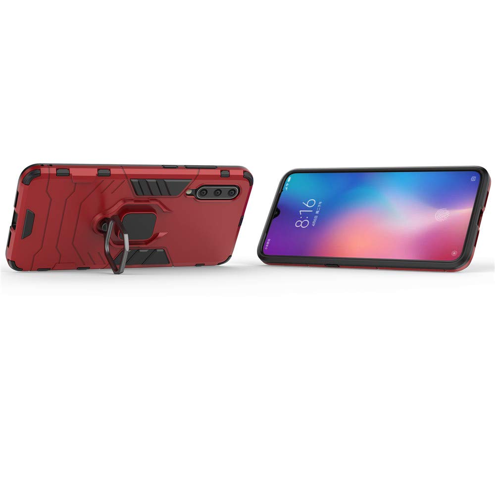 CHcase Xiaomi Mi 9 Custodia, 2 in 1 Armour Stile Resistente Hybrid Dual Layer Armatura Defender PC + TPU Custodie Case Cover con Supporto [Custodia Antiurto] per Xiaomi Mi 9 -Red