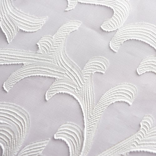 Napearl White Sheer Curtains, European Style Jacquard Light Filtering Curtains, Rod Pocket Semi Voile Curtains For Privacy Protect, Set Of 2 Panels, Each 52 X 96 Inch #TOP7