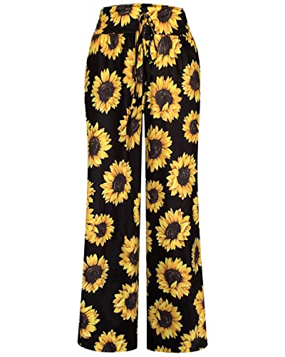 Image of NEWCOSPLAY Women's Comfy Pajama Pants Casual Drawstring Palazzo Lounge Wide Leg Pants