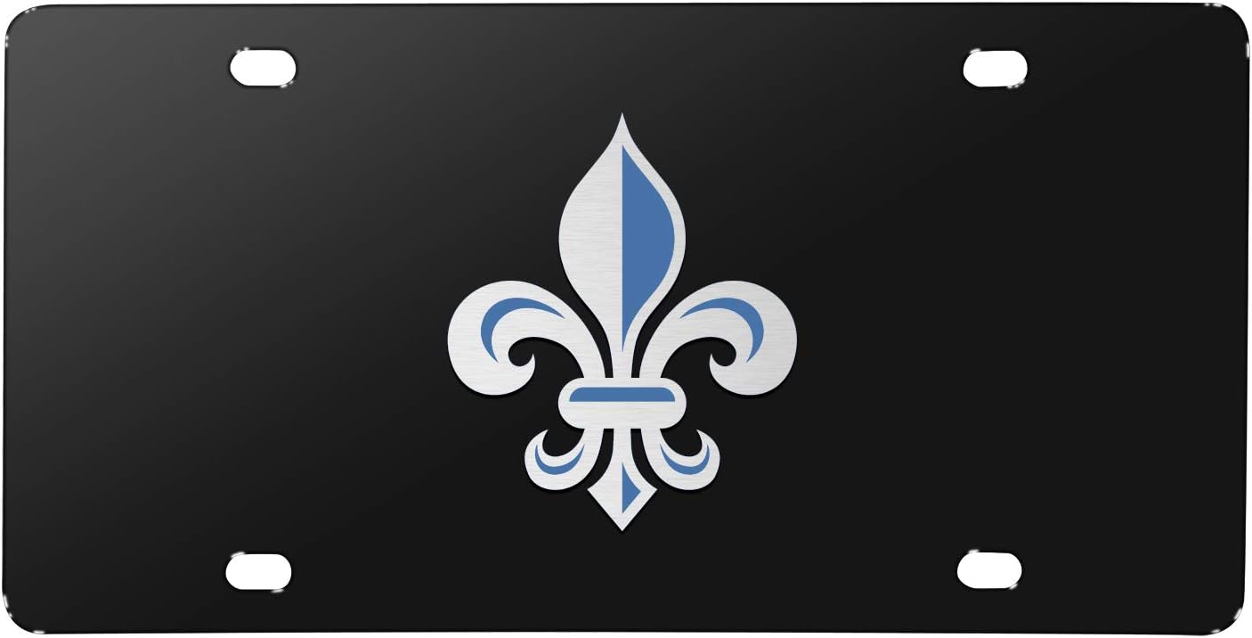 iPick Image Fleur-de-Lis FDL 3D Black Stainless Steel License Plate (Black)