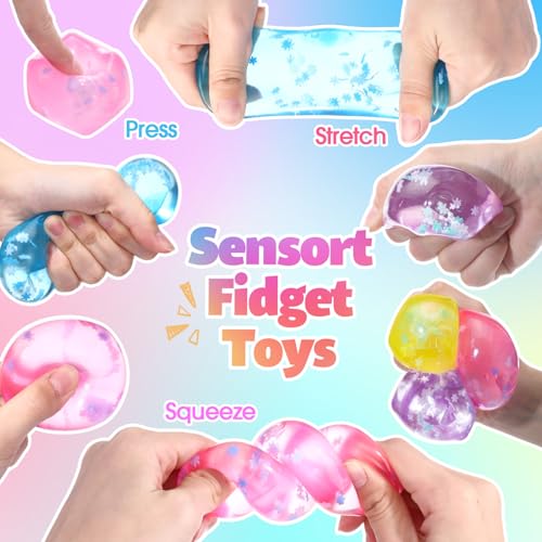 Image of Gemscream Stress Cube Bulk Slow Rising Ice Cube Stress Ball Sensory Squeeze Cubes Halloween Goodie Bag Stuffing for Adult Birthday Gift Anxiety Relief Party Favors(24 Pcs,Yellow, Pink, Purple, Blue)