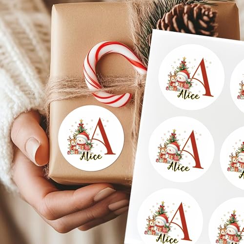 Image of Personalized Christmas Stickers - Custom Name Waterproof Christmas Gift Tags for Gift Box Xmas Holiday Decorations Party Favors - 30 Stickers (Snowman)