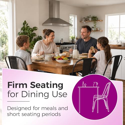 Image of Metal Dining Chairs with Backrest, Stackable, Purple, 6 Pack | Easy Assembly, Non-Slip Feet, 330 lb Capacity, Kitchen, Restaurant, Cafe, Pub, Covered Patio