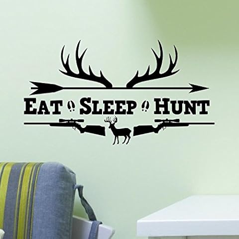 customwallsdesign Eat Sleep Hunt Rifles Racks Deer Bow Hunting Wall Decal Vinyl Sticker Quote Cover