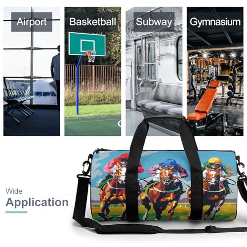 Jockeys Racing Horses Gym Bag Lightweight Duffel Bag Workout Bag Overnight Backpack Travel Bags for Men Women3