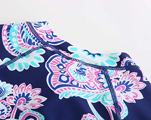 Image of Moon Tree Girls One Piece Swimsuits Long Sleeve Rash Guard Zipper Front Bathing Suit UPF 50+