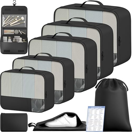 BAGAIL 9 Set Packing Cubes Luggage Packing Organizers for Travel