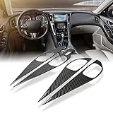 AeroBon Real Carbon Fiber Overlay Interior Trim Accessories Compatible with 2014-2024 Infiniti Q50 Door Handle Panel Trim Kit (with Seat Memory Buttons)