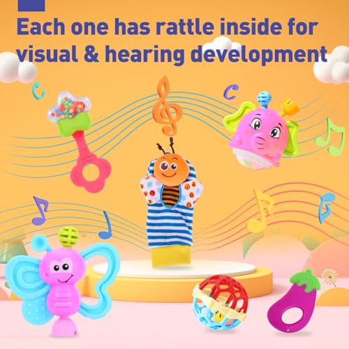 AZEN 18Pcs Baby Toys, Baby Rattle, Newborn Infant Toys