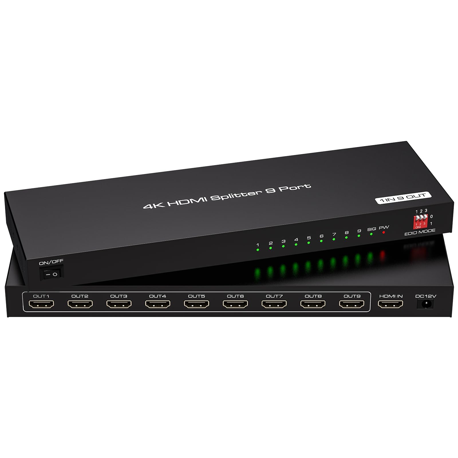 HDMI Splitter 1x9 4K@60Hz 9 Port TV HDMI Monitor Splitter 1 in 9 Out for Exhibition Presentation Multi HDMI Cable Splitter Switch Supports Resolutions up to 4K@60Hz at YUV420