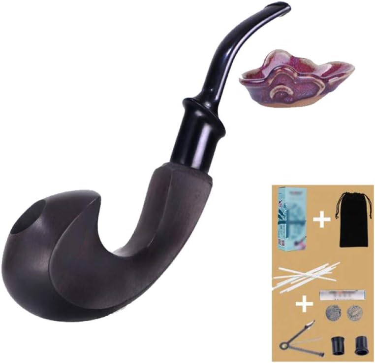 Aohmg タバコパイプスタンド付き 6 7インチ 9mmフィルタ喫煙アクセサリーパイプクリーナー付き ハンドメイド 夫 父親へのギフトに 男性 驚きの安さ 6 7インチ