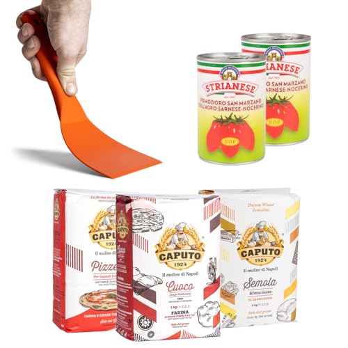 FUMOSA X Caputo & Strianese Pizza-Kit »Starter« (6-tlg.) | Pizzamehl | Semola | San Marzano Tomaten DOP | Pizza Zutaten | Teigspachtel