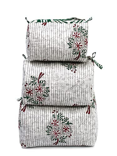 Trousse de toilette en coton imprimé bloc - Pochette maquillage fait main