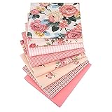 Hanjunzhao Floral Striped Fat Quarters Fabric Bundles, 100% Cotton Quilting Fabric for Sewing Crafting, 18x22 inches