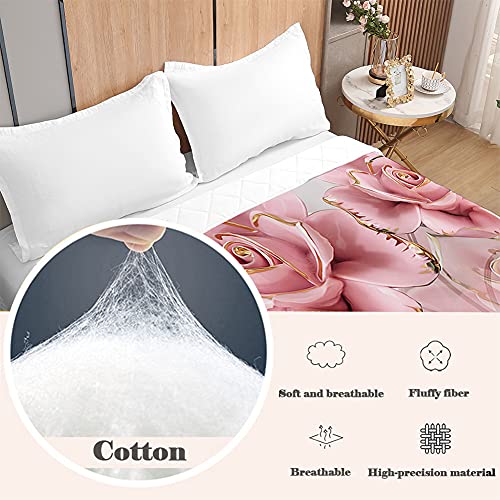 Colcha de verano transpirable y ligera con manta suave 3D rosa flor 7