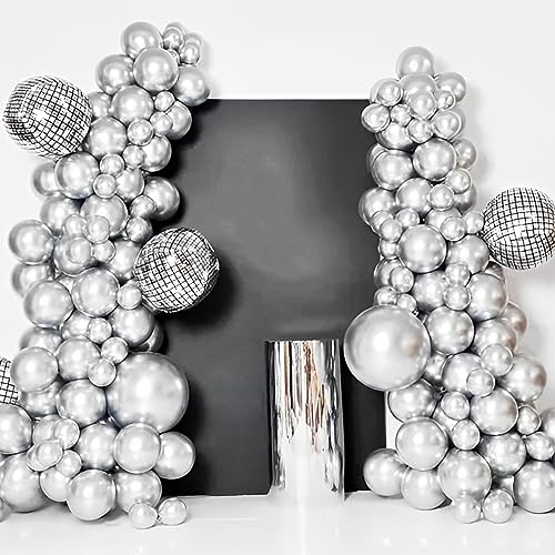 Image of Voircoloria 110pcs Metallic Silver Balloons 12inch Chrome Silver Latex Party Balloons for Graduation, Wedding, Birthday, New Year, Baby Shower, Anniversary, Holiday Party Decorations