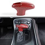 Voodonala for Challenger Charger ABS Gear Shift Shifter Knobs Cover Trim for 2015-2023 Dodge Challenger Charger Accessories 2018-2022 Durango ABS Red/Black Fiber 3pcs