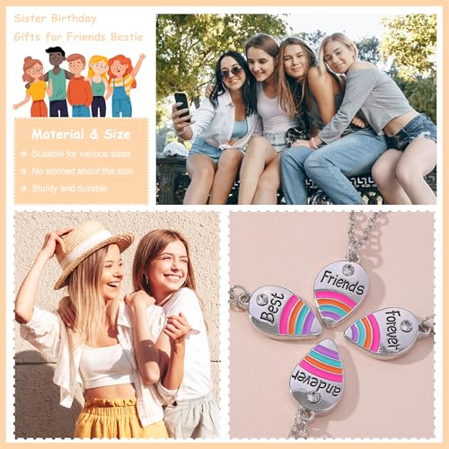 Friendship Necklace BFF Necklace for 2/3/4 Best Friend Love Heart Pendant Birthday Friendship Gifts for Friends Bestie4