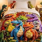 VUKHWX Couverture dinosaure amusante avec dinosaures souriants mignons et...