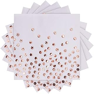 YAXIDAEVER 48 Pcs Napkins Paper,Disposable Napkins, Rose Gold Dots Napkins,Disposable Dots Paper Napkins,Party Napkins for Birthday Hen Party Wedding