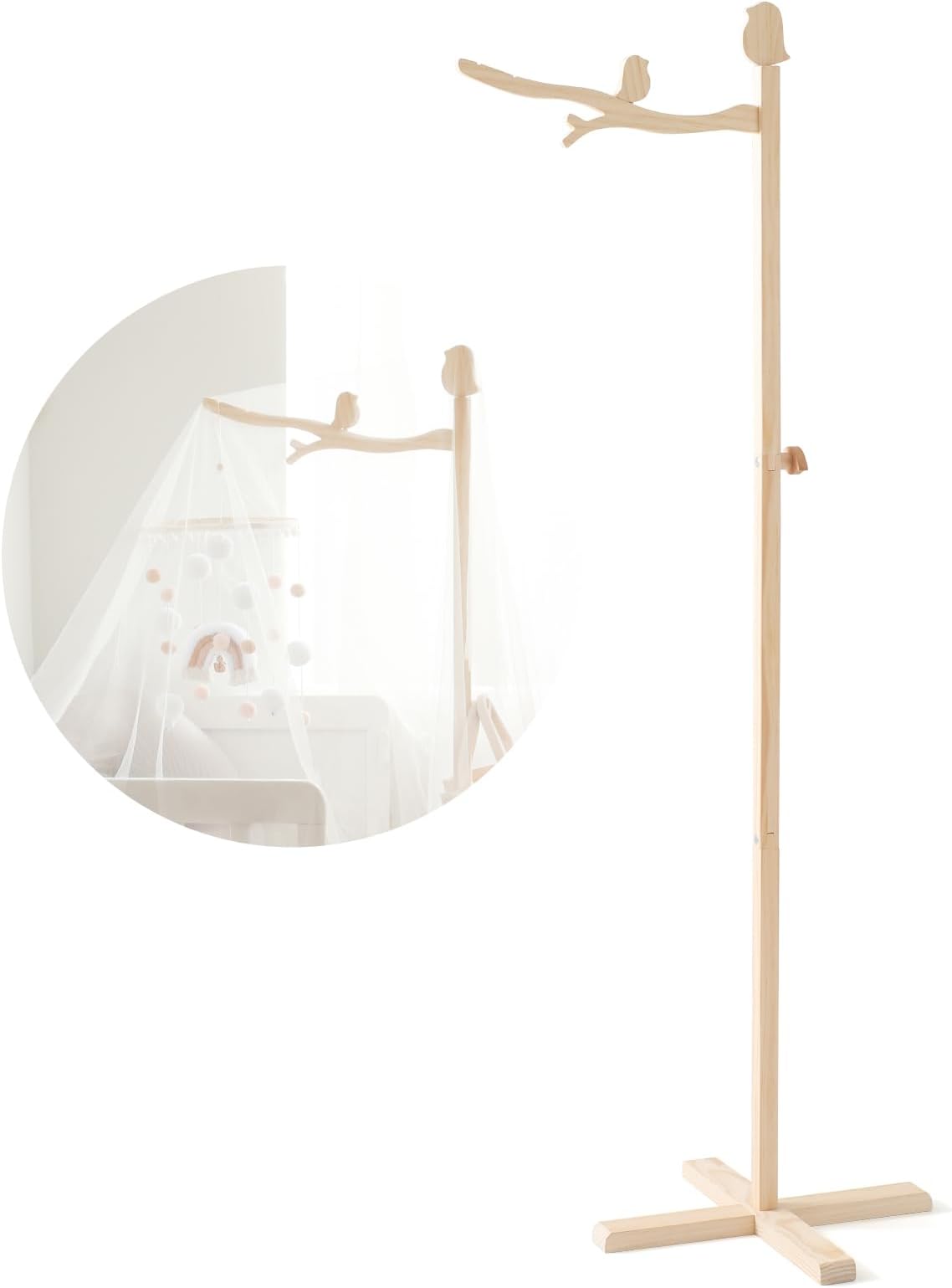 Freestanding Baby Mobile Holder for Baby Bed, Crib - 100% Beech - Movable Mobile Holder for Changing Table, Playpen, Cradle - Fall Prevention Design - 57 Inches