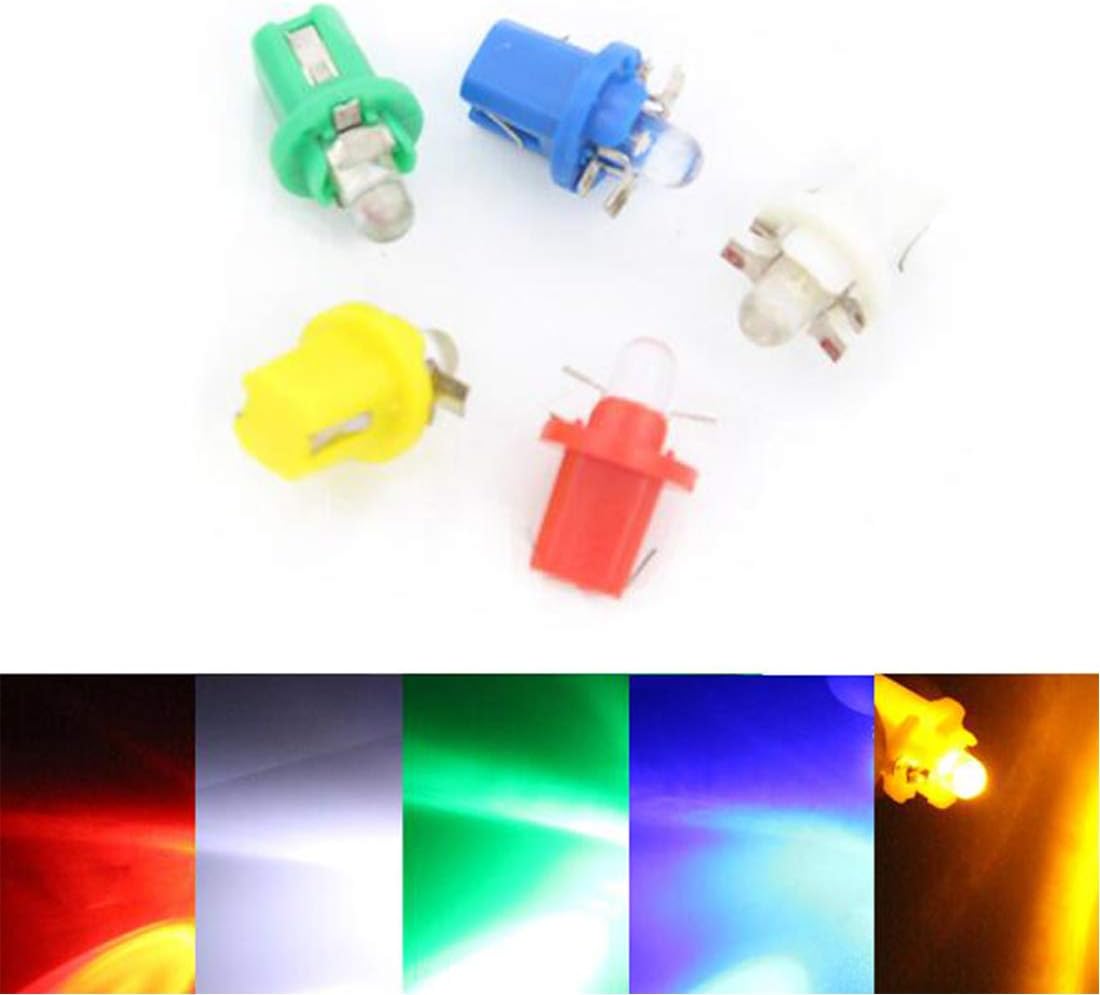10X B8.5D T5 W3W Car Gauge LED Wedge Dashboard Dash Interior Light Bulb lamp 12V, White