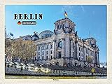 AGDeko® Holzschild 40x30 cm Berlin Reichstag Politik 