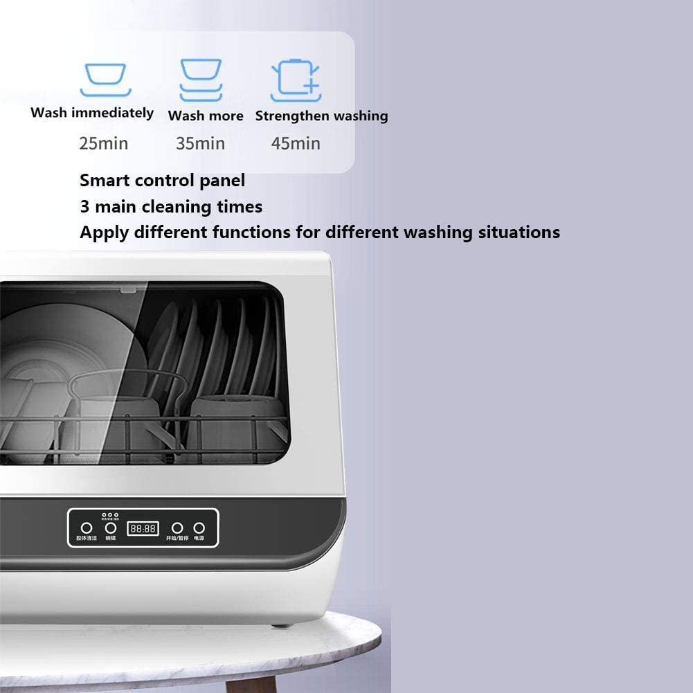 Lavastoviglie da tavolo autoportante compatto ad alta pressione con display a LED interno in acciaio inox, basso livello di rumorosità e disinfezione ad alta temperatura, 450 x 400 x 450 mm