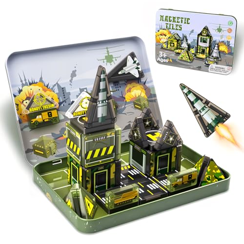 Magnetic Tiles 42 piezas con caja metálica para niños