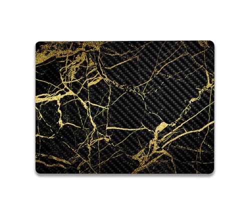 Image of MightySkins Carbon Fiber Skin Compatible with Microsoft Surface Laptop Go 3 (2023) Full Wrap Kit - Black Gold Marble | Protective, Durable Textured Carbon Fiber Finish | Made in The USA