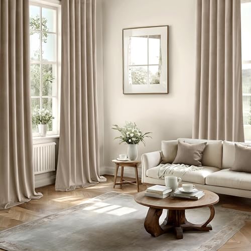 Rideau Occultant Chambre Velours Beige Isolant Anti Lumière