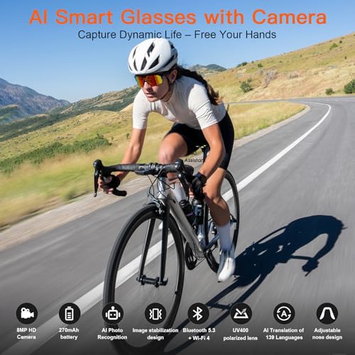 Image of GenXenon AI Cycling Camera Glasses with 8MP, 4K Video Smart Sunglasses