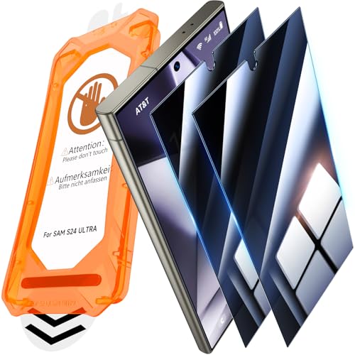 UniqueMe für Samsung Galaxy S24 Ultra für Panzerglas Sichtschutz - [Full Screen Displayschutz] Schutzfolie Sichtschutz für Samsung Galaxy S24 Ultra Schutzglas,Auto Installation,2 Stück 1