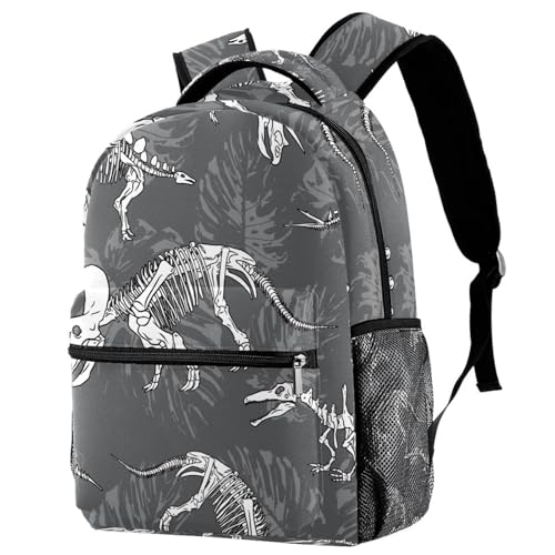 Sac à dos d'école dinosaure squelette multicolore pour ado et enfant 40cm