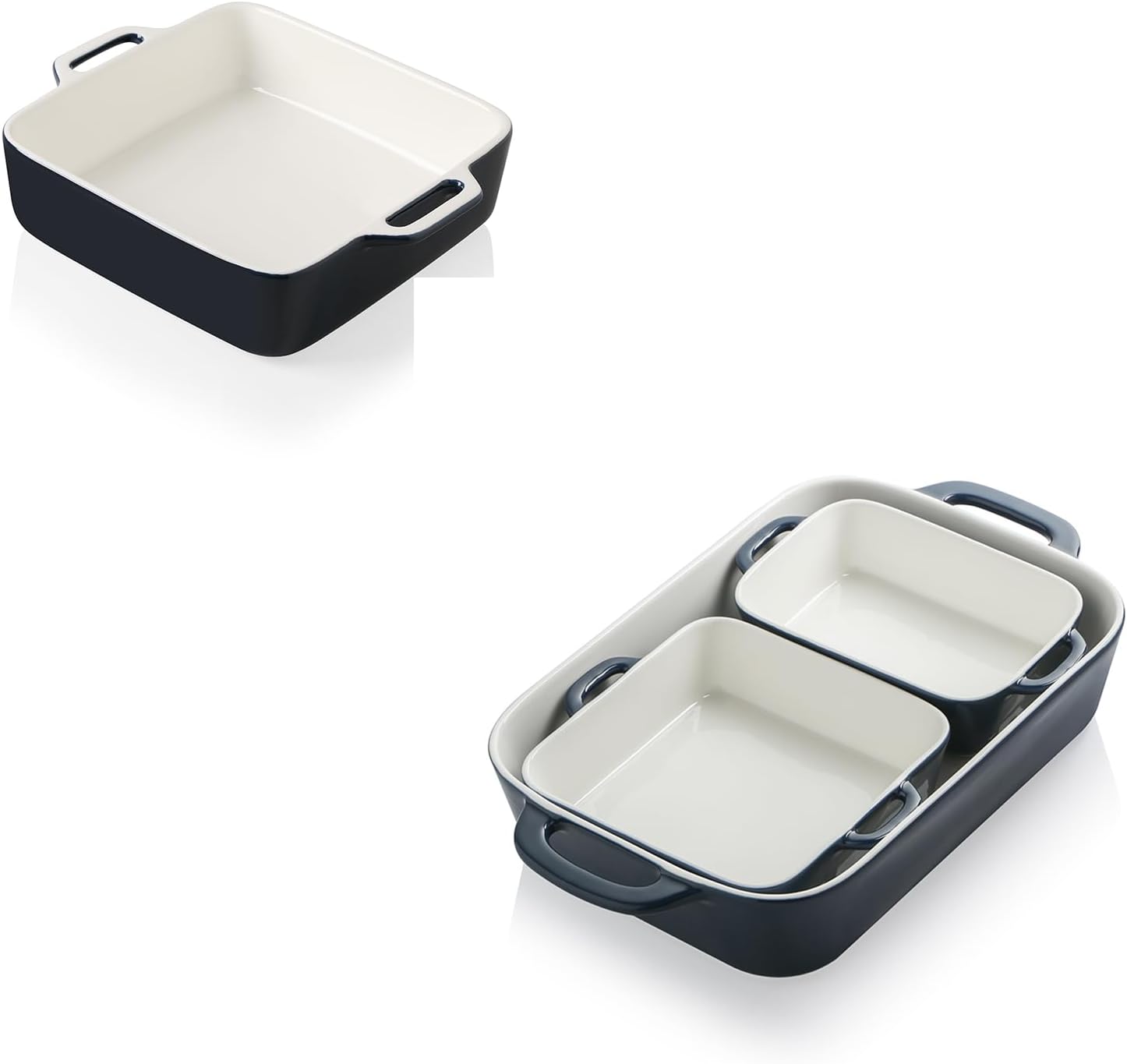 Sweejar Ceramic Bakeware Set, Rectangular Baking Dish for Cooking, Kitchen, Cake Dinner, Banquet and Daily Use, Casserole Dishes for Oven Porcelain Baking Pans (Navy)