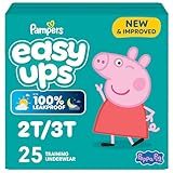 Pampers Easy Ups Pull On Disposable Training Diaper for Girls, Size 4 (2T-3T), Jumbo Pack, 25 Count