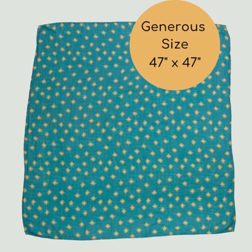 Image of Our Lady of Guadalupe Catholic Baby Swaddle | Mary's Mantle Soft & Luxury Baby Muslin Cotton Swaddle Blanket | Newborn Essentials for Girls and Boys | 47 inch X 47 inch Our Lady of Guadalupe Stars Swaddle