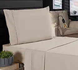 Jogo de Cama Classic Solteiro Percal 400 Fios Ponto Palito 03 Peças, Antiácaro, Anti-pilling com Toque Macio - Bege