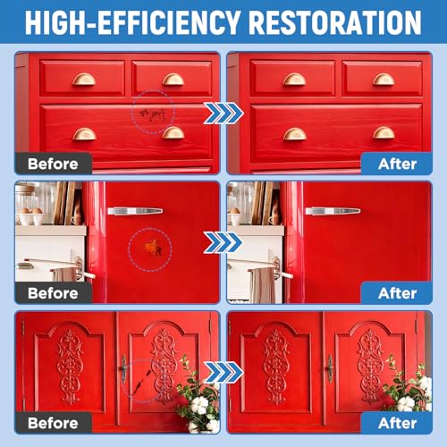 Image of Red Touch Up Paint High-Gloss Apple Red Multi Surface Acrylic Touch Up Paint Pen Scratch Repair for Metal,Wall,Cabinets,Appliances,Wood,Door,Furniture,Enamel 1.5 Fl Oz